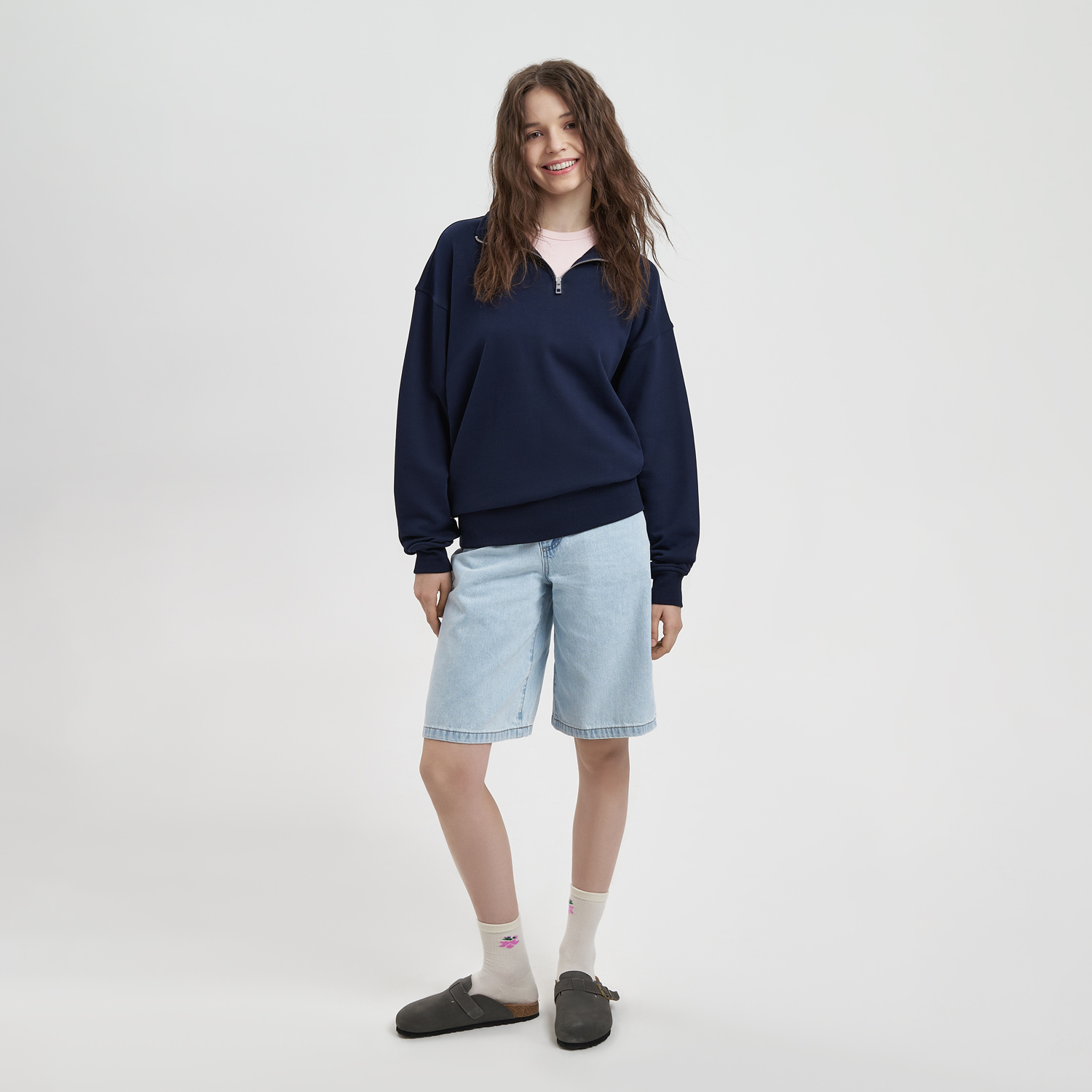 Толстовка на молнии унисекс FLOW, темно-синяя, размер 3XL/4XL / 