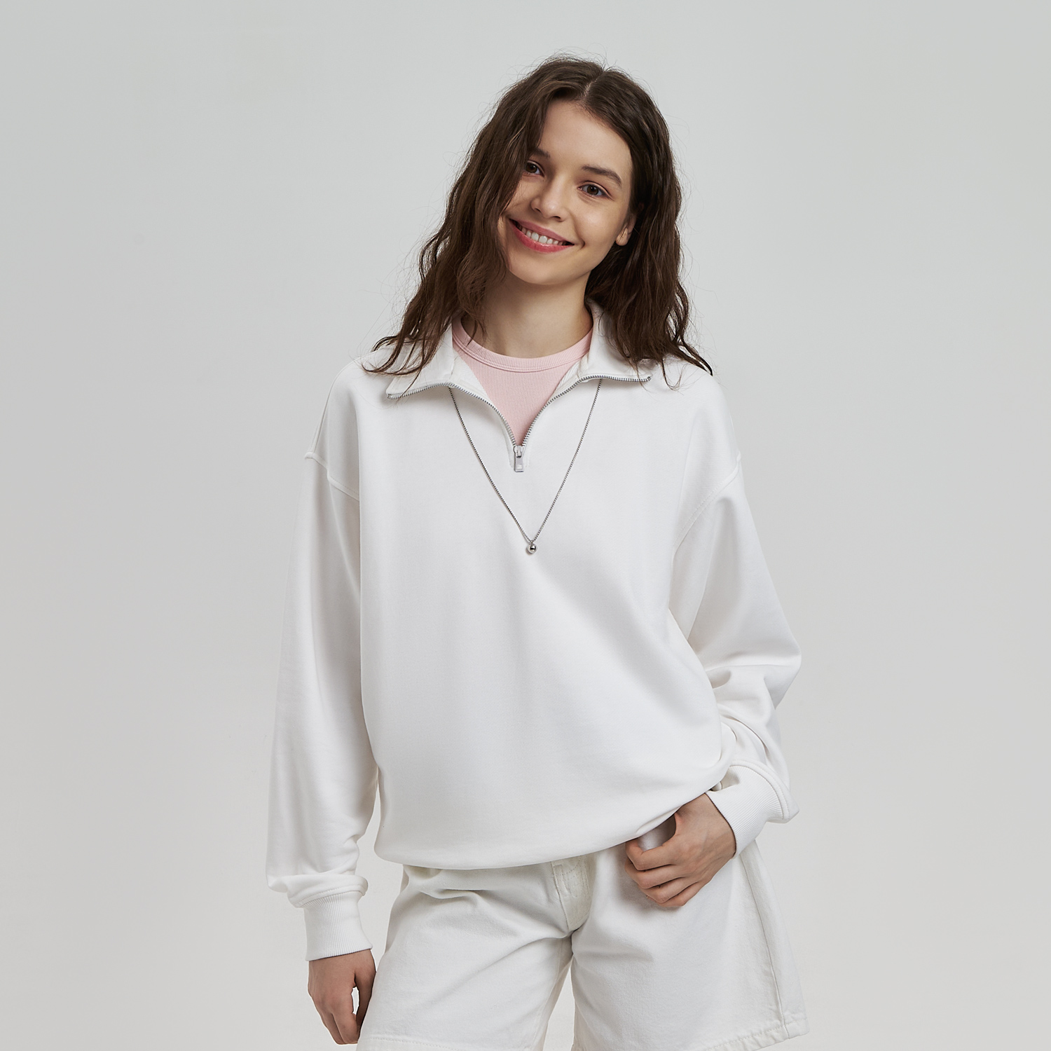 Толстовка на молнии унисекс FLOW, белая (теплый оттенок), размер 3XL/4XL / 