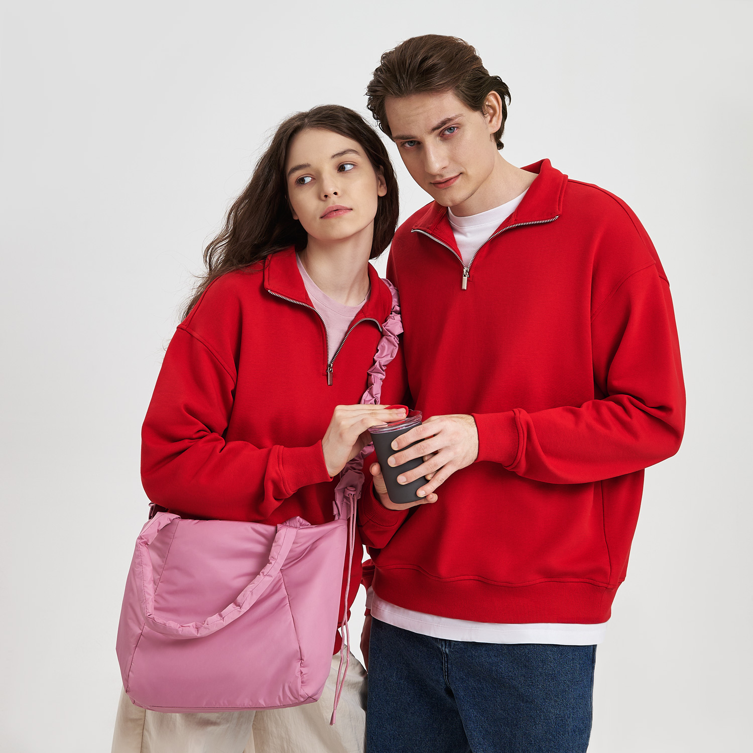 Толстовка на молнии унисекс FLOW, красная, размер XL/2XL / 
