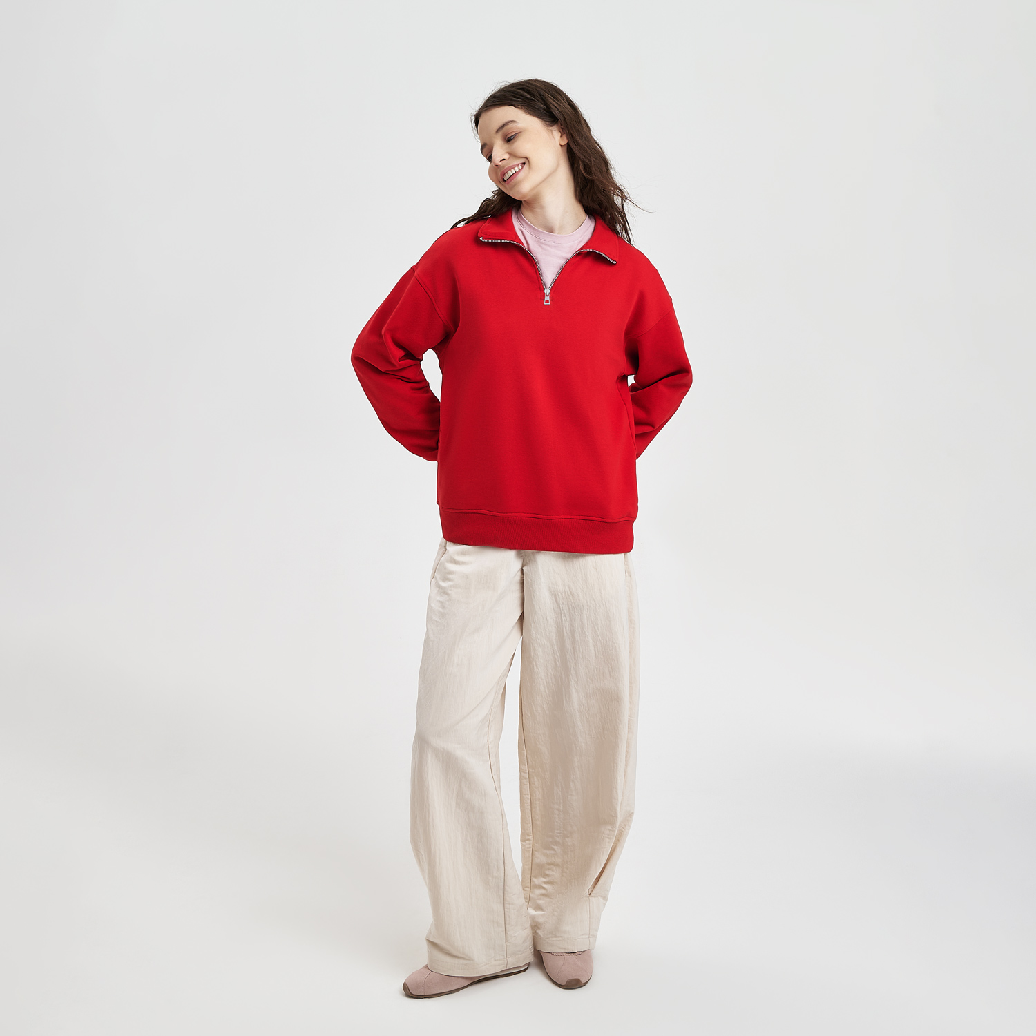 Толстовка на молнии унисекс FLOW, красная, размер XL/2XL / 