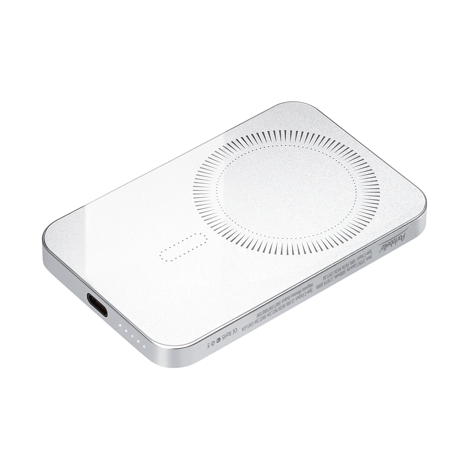 Внешний аккумулятор Artex PD 5000mAh с функцией беспроводной зарядки 15W, серебряный / 