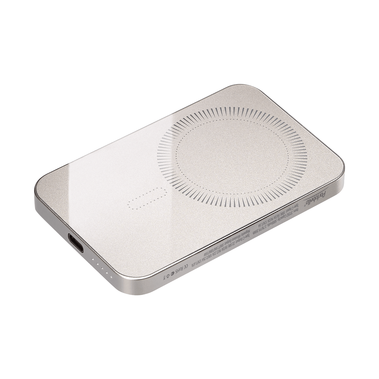 Внешний аккумулятор Artex PD 5000mAh с функцией беспроводной зарядки 15W, титановый / 