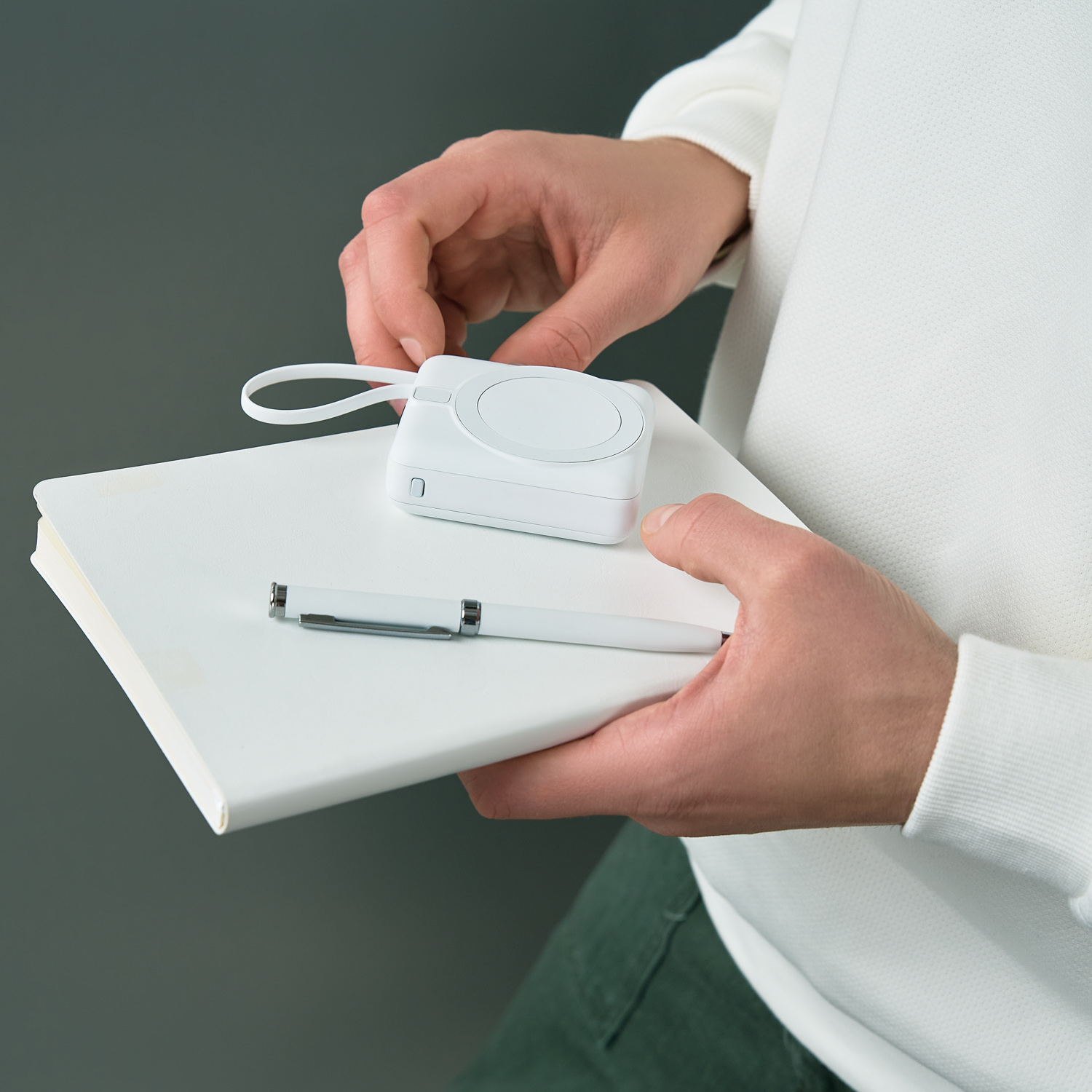 Внешний аккумулятор с подсветкой Ritter PD 10000mAh с функцией беспроводной зарядки 15W, белый / 