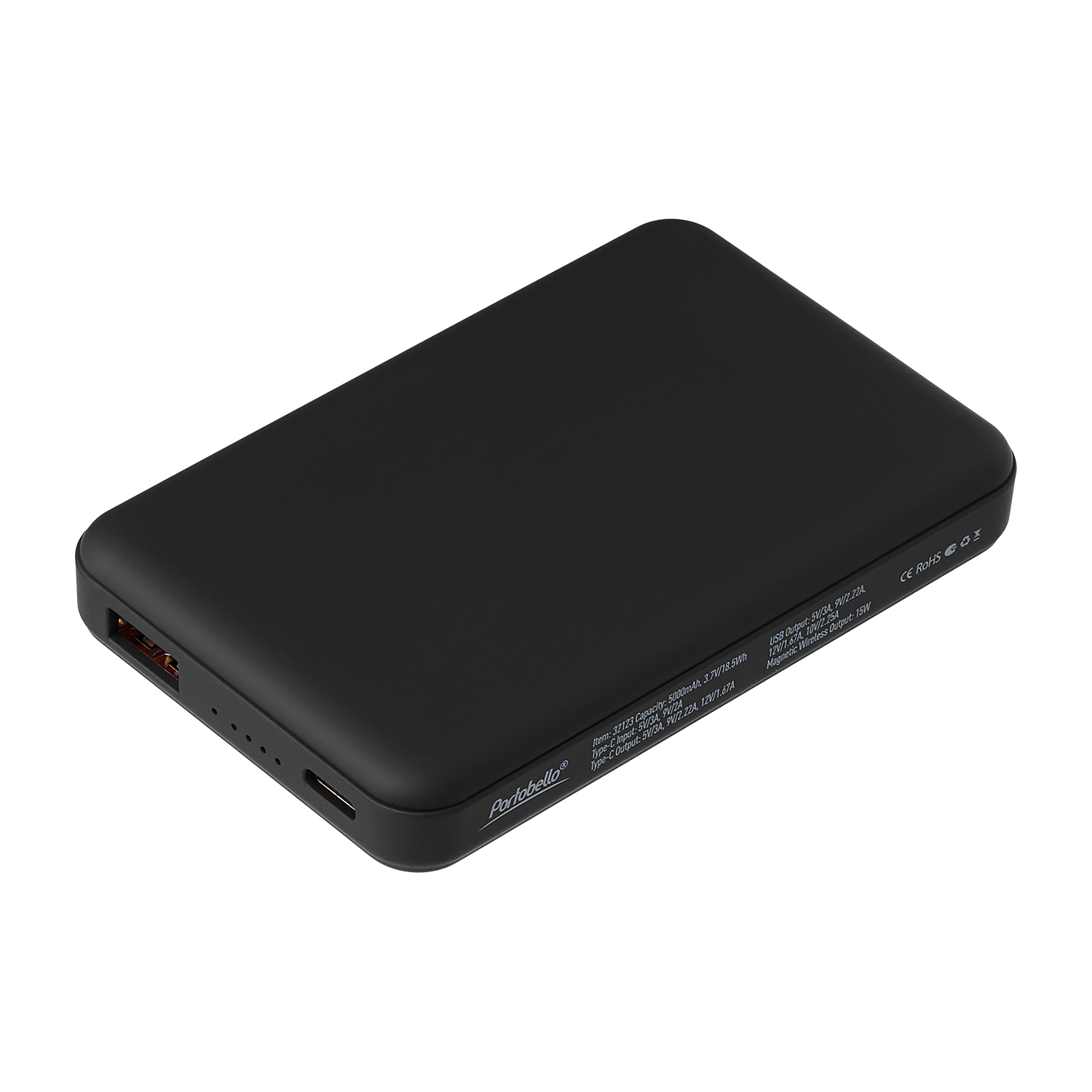 Внешний аккумулятор Largo PD 5000mAh с функцией беспроводной зарядки 15W, черный / 