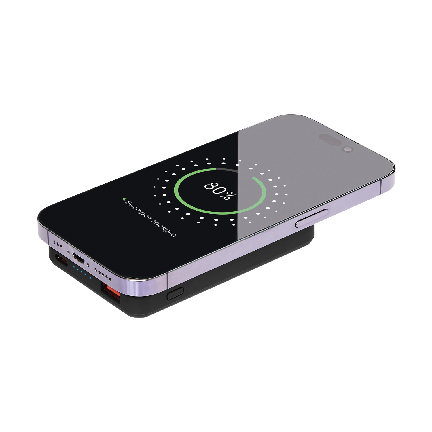 Внешний аккумулятор Largo PD 5000mAh с функцией беспроводной зарядки 15W, черный / 
