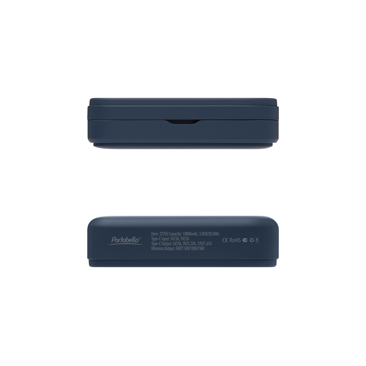 Внешний аккумулятор Union PD 10000mAh с функцией беспроводной зарядки 15W, синий / 