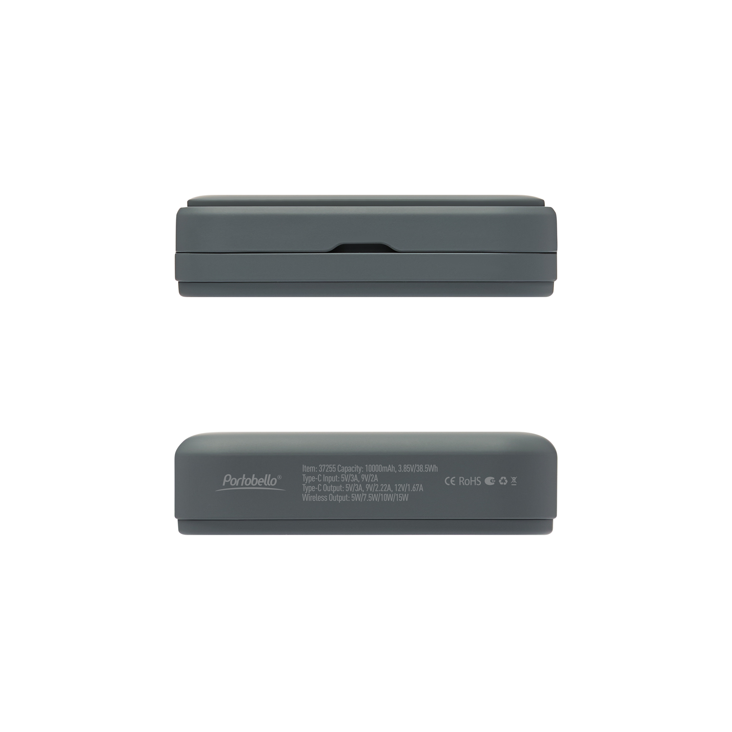 Внешний аккумулятор Union PD 10000mAh с функцией беспроводной зарядки 15W, серый / 