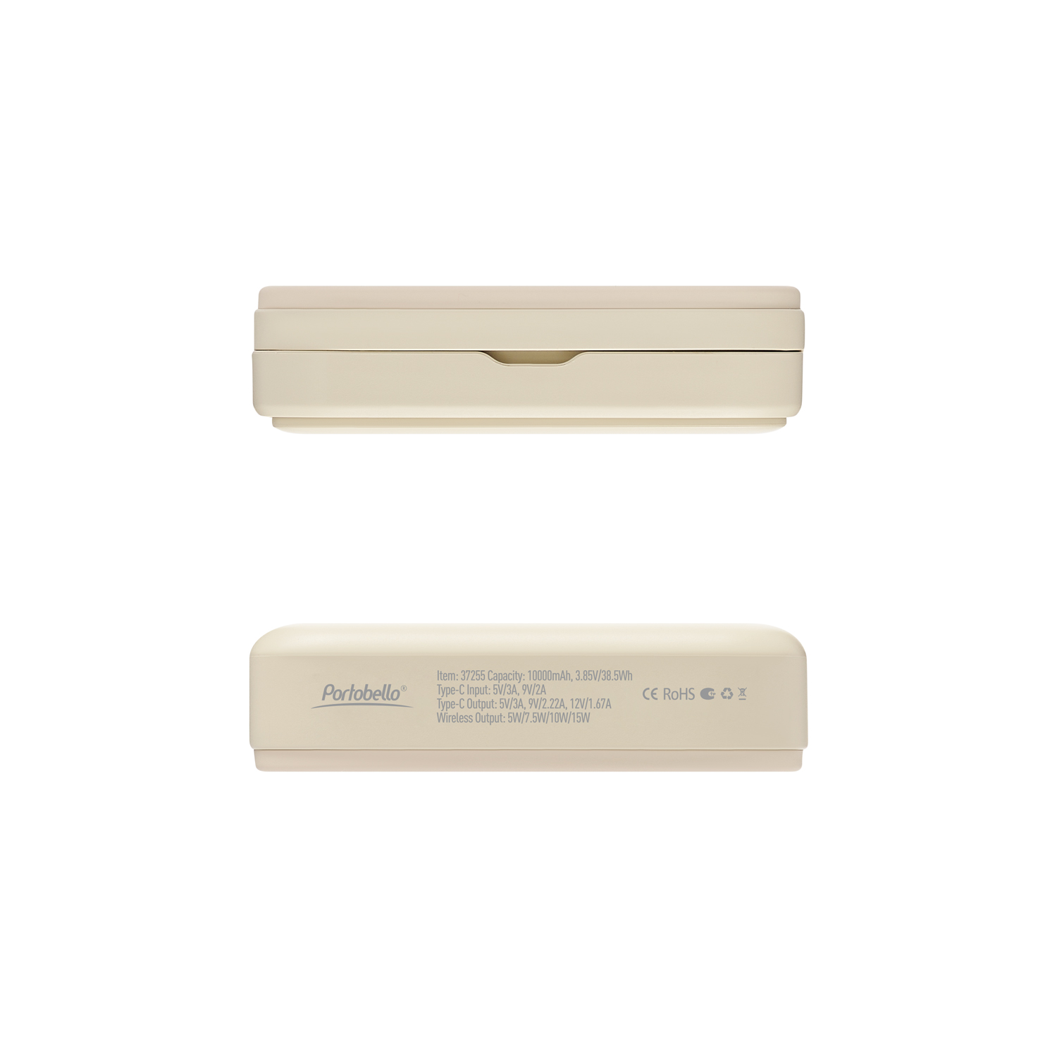 Внешний аккумулятор Union PD 10000mAh с функцией беспроводной зарядки 15W, бежевый / 