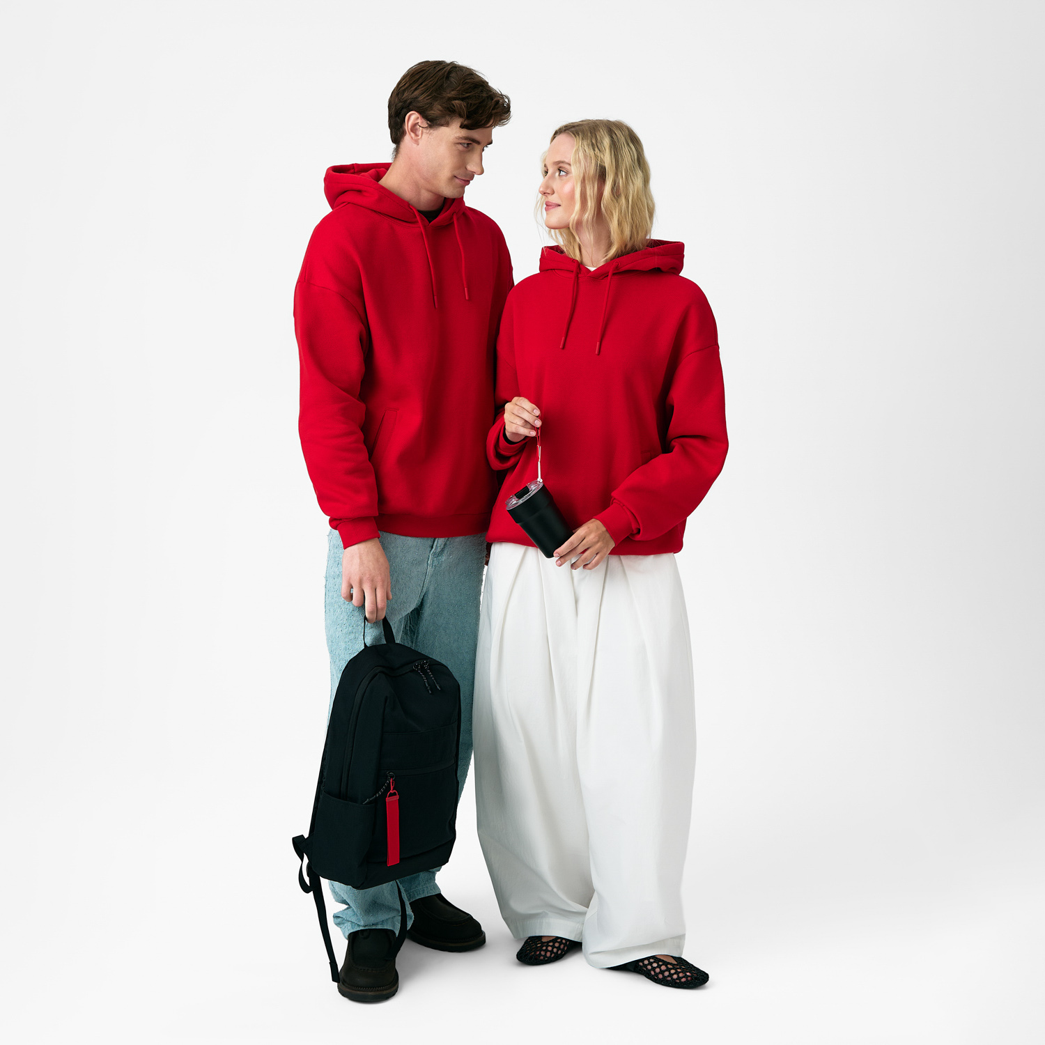 Худи релакс унисекс Баланс, с начесом, красный, размер 3XL/4XL / 