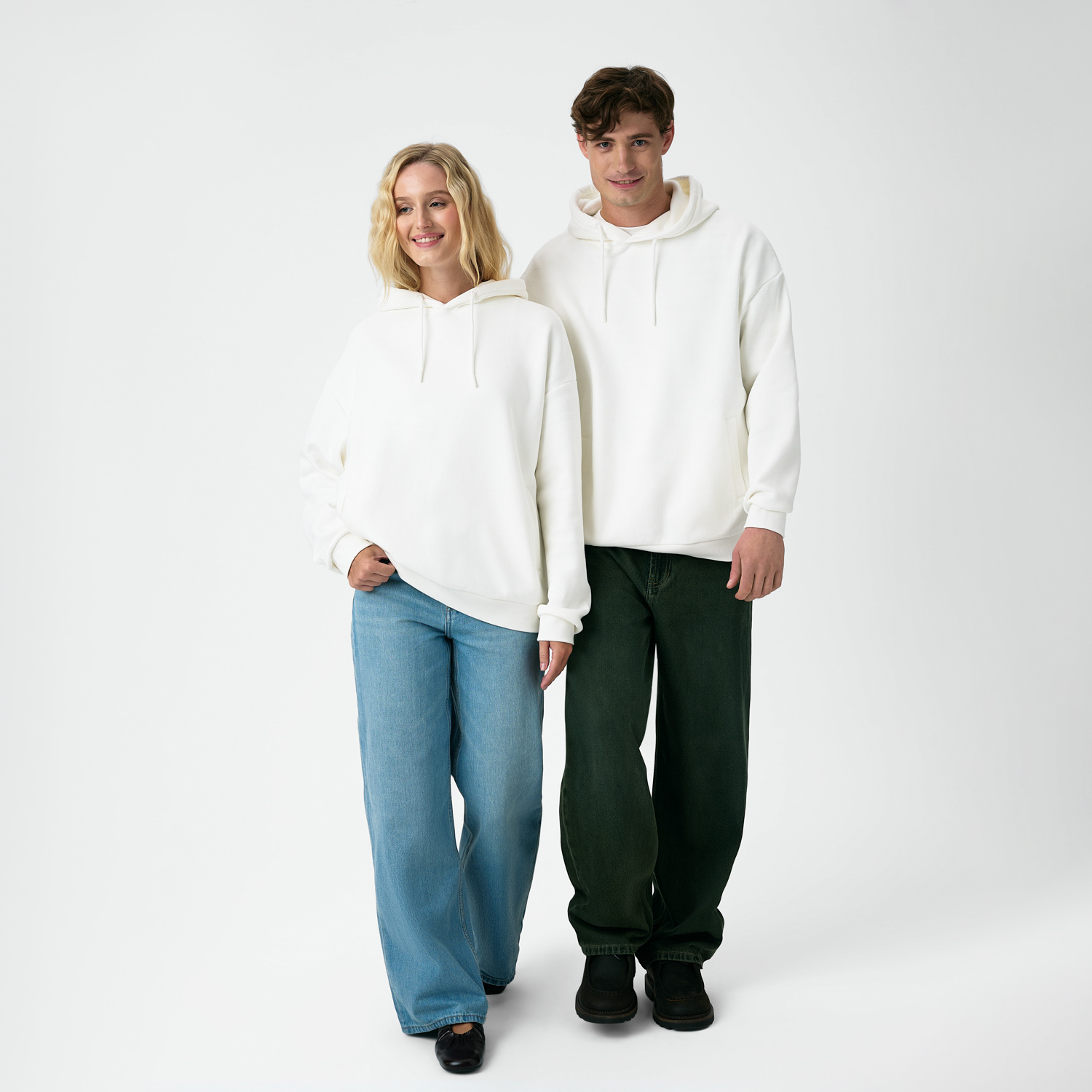 Худи релакс унисекс Баланс, с начесом, белый, размер 3XL/4XL / 