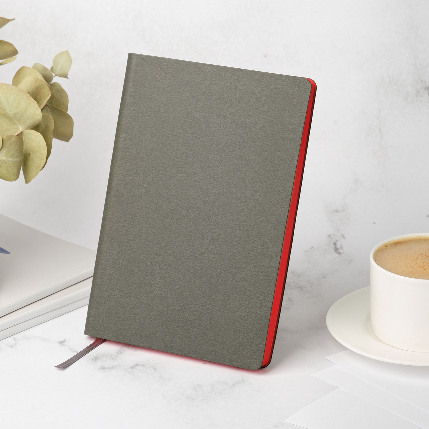 Ежедневник Латте софт-тач (Latte soft touch) недатированный, серый/красный (без стикеров) / 