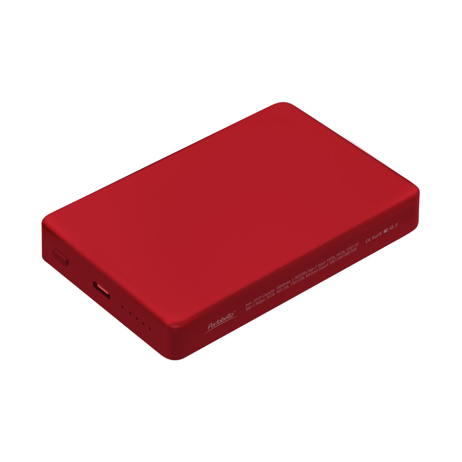 Внешний аккумулятор Атлантис Плюс PD (Atlantis PD Plus) 10000mAh с функцией беспроводной зарядки 15W, красный / 