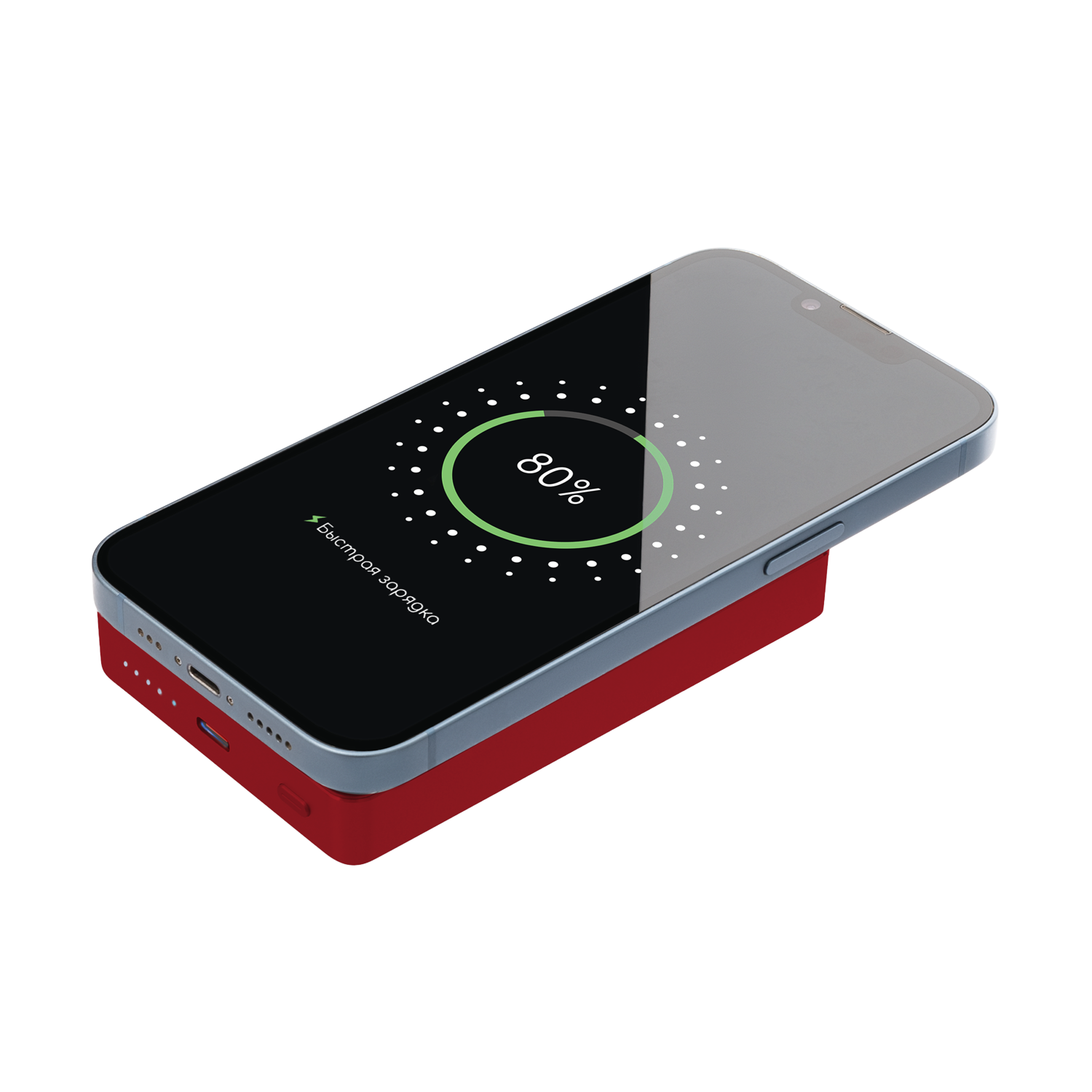 Внешний аккумулятор Атлантис Плюс PD (Atlantis PD Plus) 10000mAh с функцией беспроводной зарядки 15W, красный / 