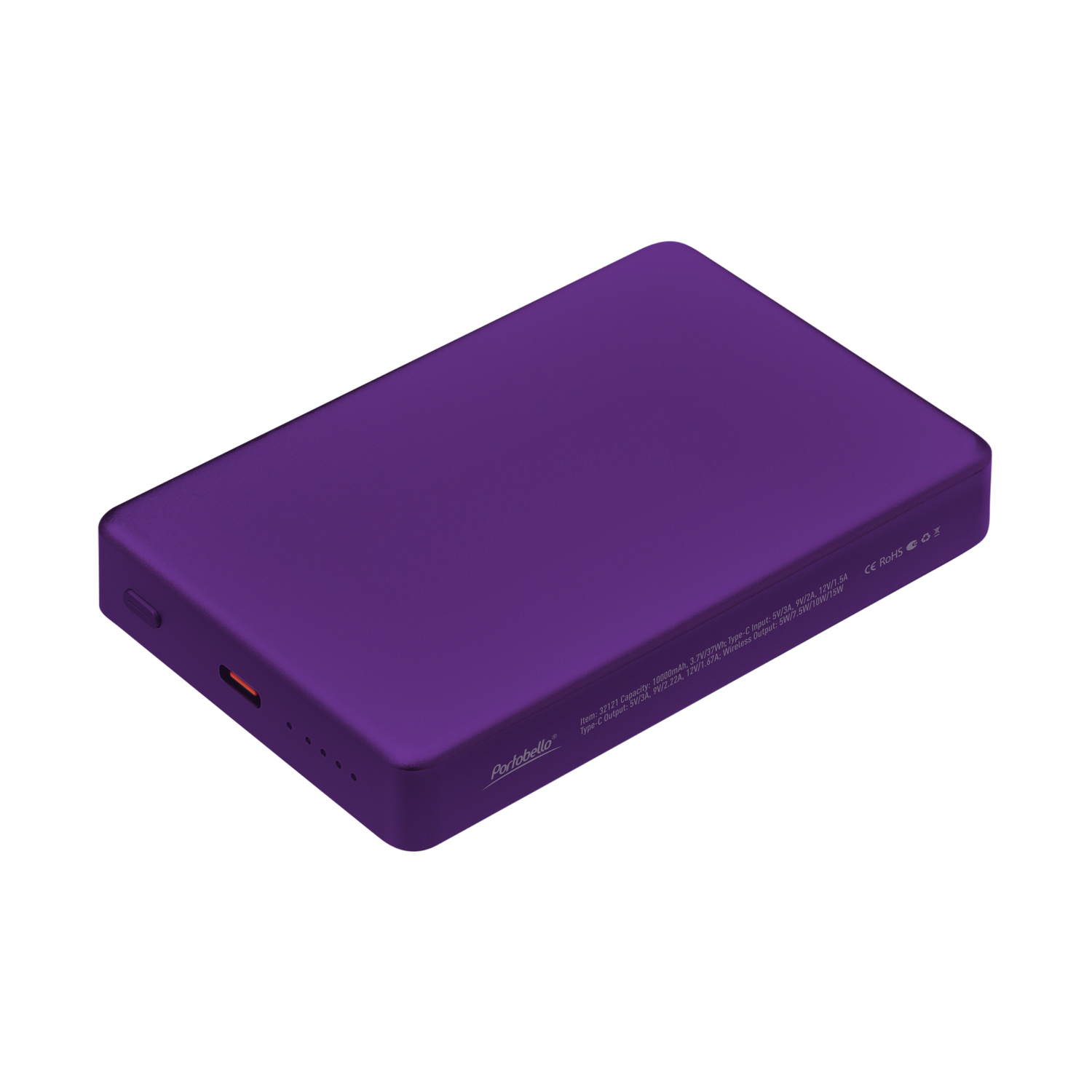 Внешний аккумулятор Атлантис Плюс PD (Atlantis PD Plus) 10000mAh с функцией беспроводной зарядки 15W, фиолетовый / 