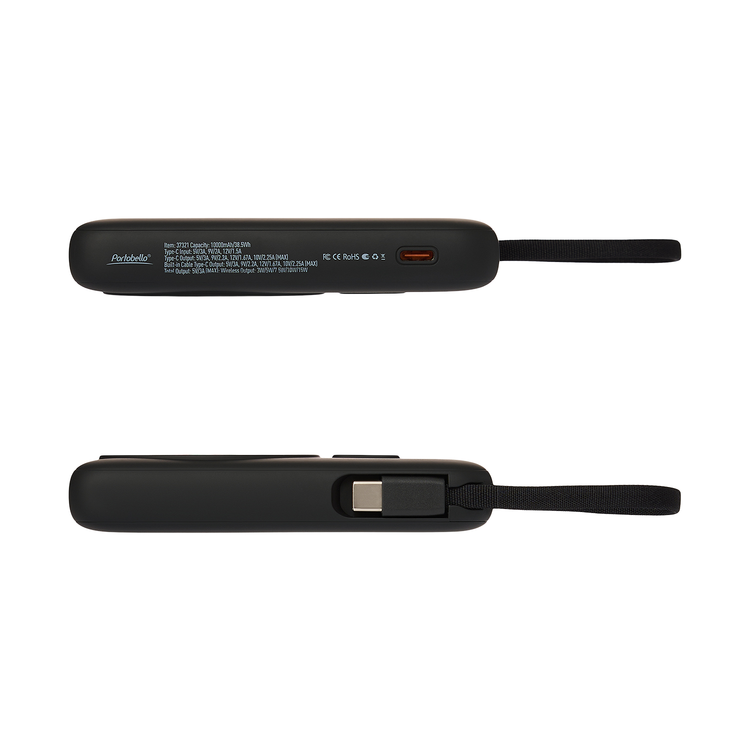Внешний аккумулятор Комбо (Combo) 4-в-1 10000mAh с функцией беспроводной зарядки 15W, черный / 