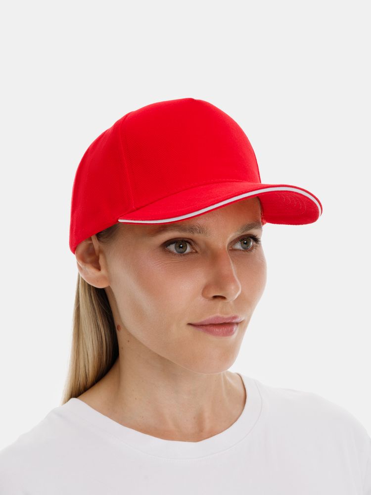 Бейсболка Classic 2.0, красная с белым кантом / Миниатюра модельного (1000)