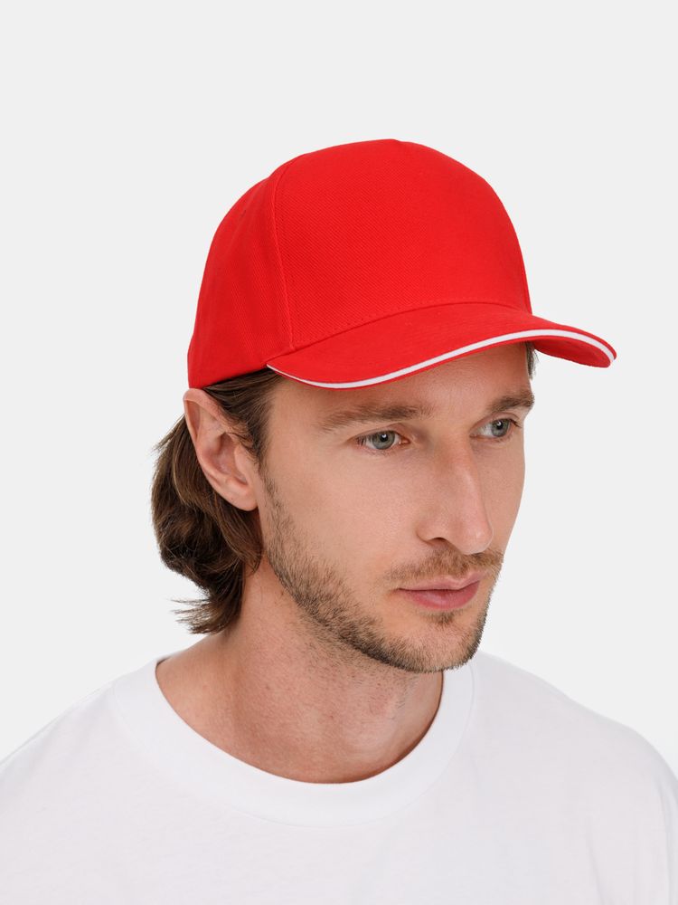 Бейсболка Classic 2.0, красная с белым кантом / Миниатюра модельного (1000)