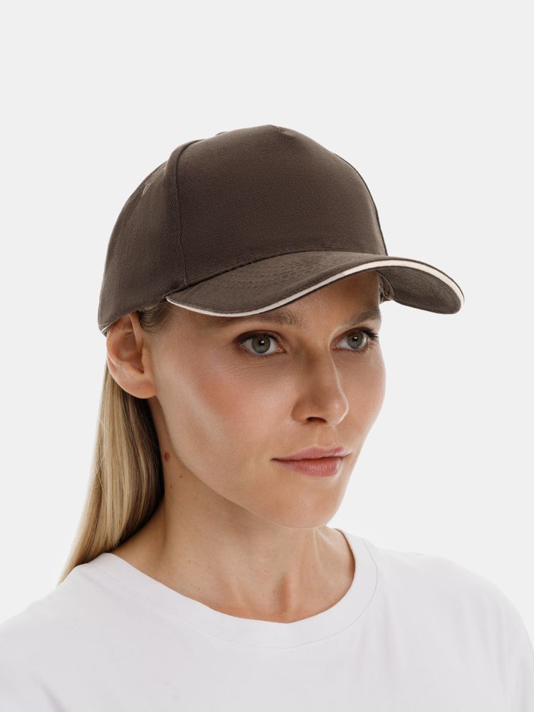 Бейсболка Long Beach, коричневая с бежевым / Миниатюра модельного (1000)