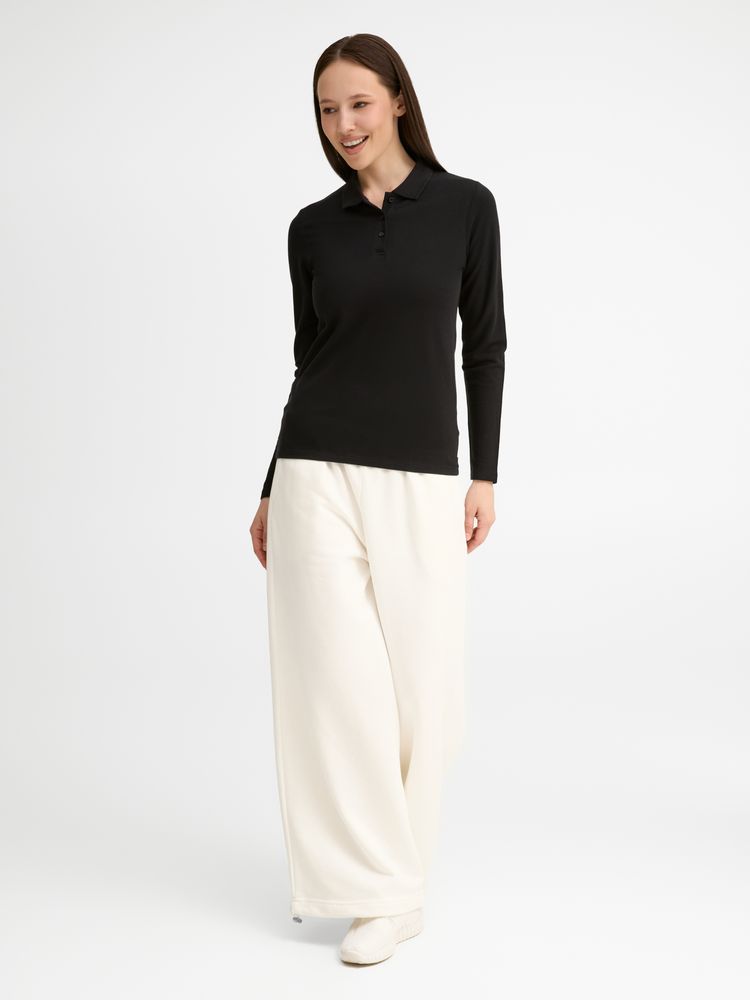 Рубашка поло женская с длинным рукавом Perfect LSL Women, черная / Миниатюра модельного (1000)