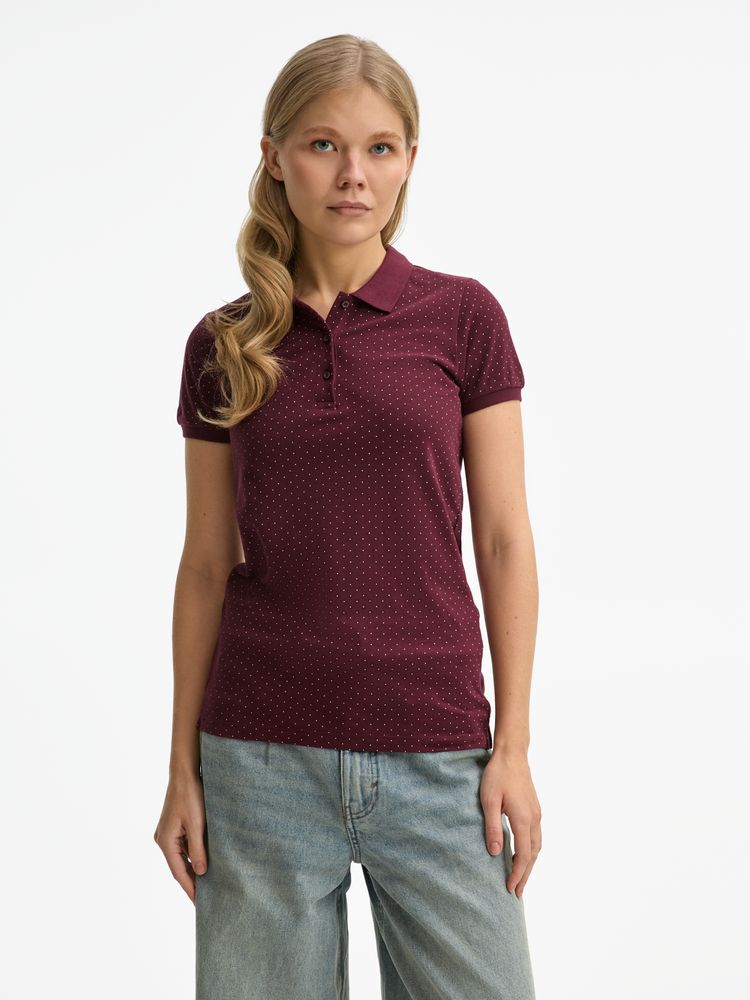 Рубашка поло женская Brandy Women, бордовая с белым / Миниатюра модельного (1000)
