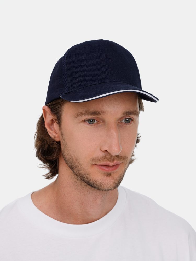 Бейсболка Classic 2.0, темно-синяя с белым кантом / Миниатюра модельного (1000)