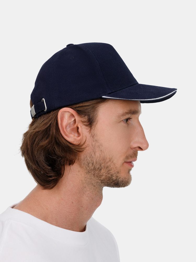 Бейсболка Classic 2.0, темно-синяя с белым кантом / Миниатюра модельного (1000)