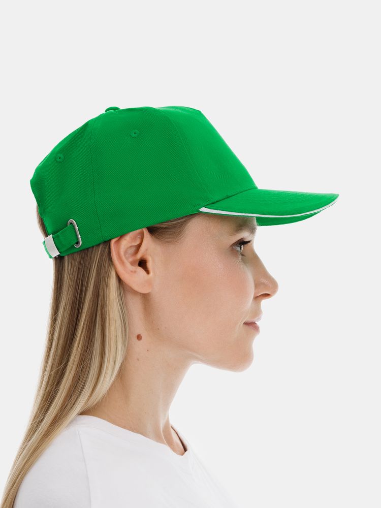 Бейсболка Classic 2.0, ярко-зеленая с белым кантом / Миниатюра модельного (1000)