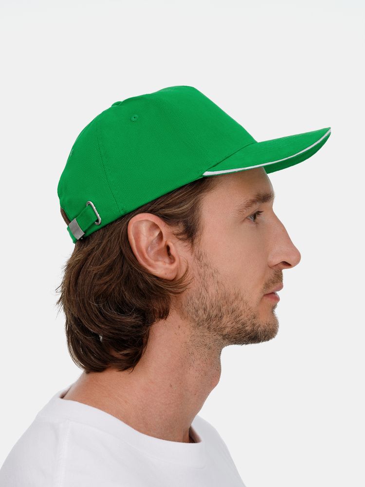Бейсболка Classic 2.0, ярко-зеленая с белым кантом / Миниатюра модельного (1000)