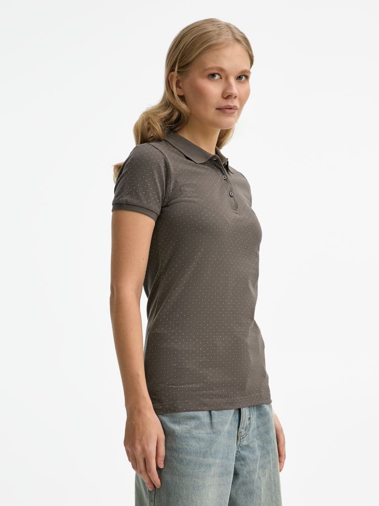 Рубашка поло женская Brandy Women, темно-серая с белым / Миниатюра модельного (1000)