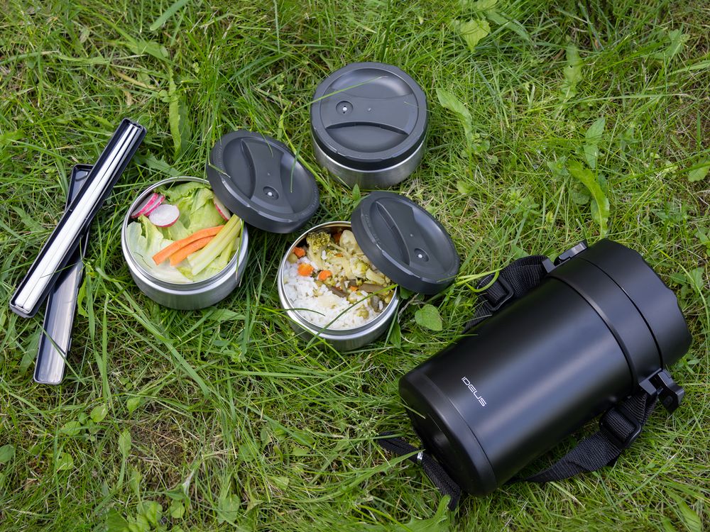 Термос для еды Jiayi в термочехле, черный / Миниатюра имиджевого (1000)