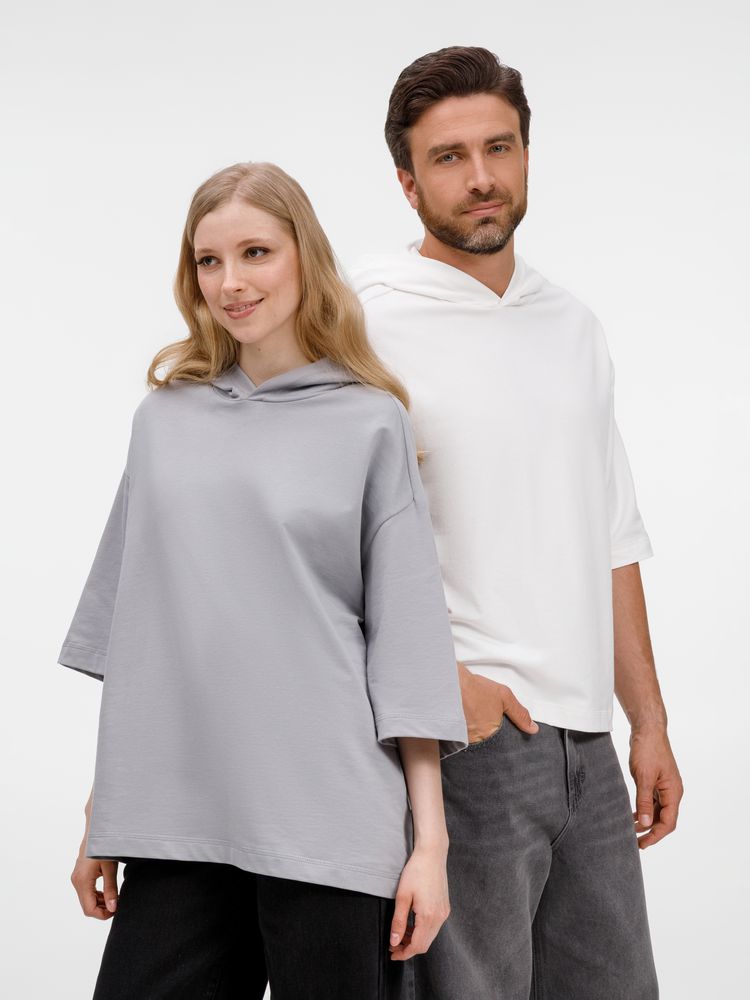 Футболка оверсайз унисекс с капюшоном Neofit, молочно-белая / Миниатюра модельного (1000)