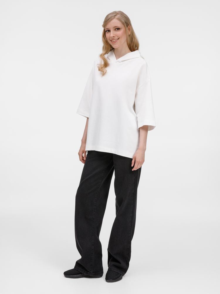 Футболка оверсайз унисекс с капюшоном Neofit, молочно-белая / Миниатюра модельного (1000)