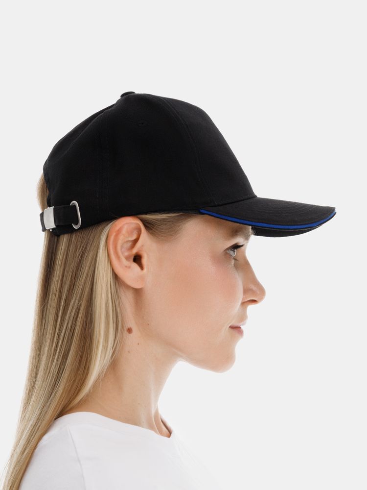 Бейсболка Long Beach, черная с ярко-синим / Миниатюра модельного (1000)