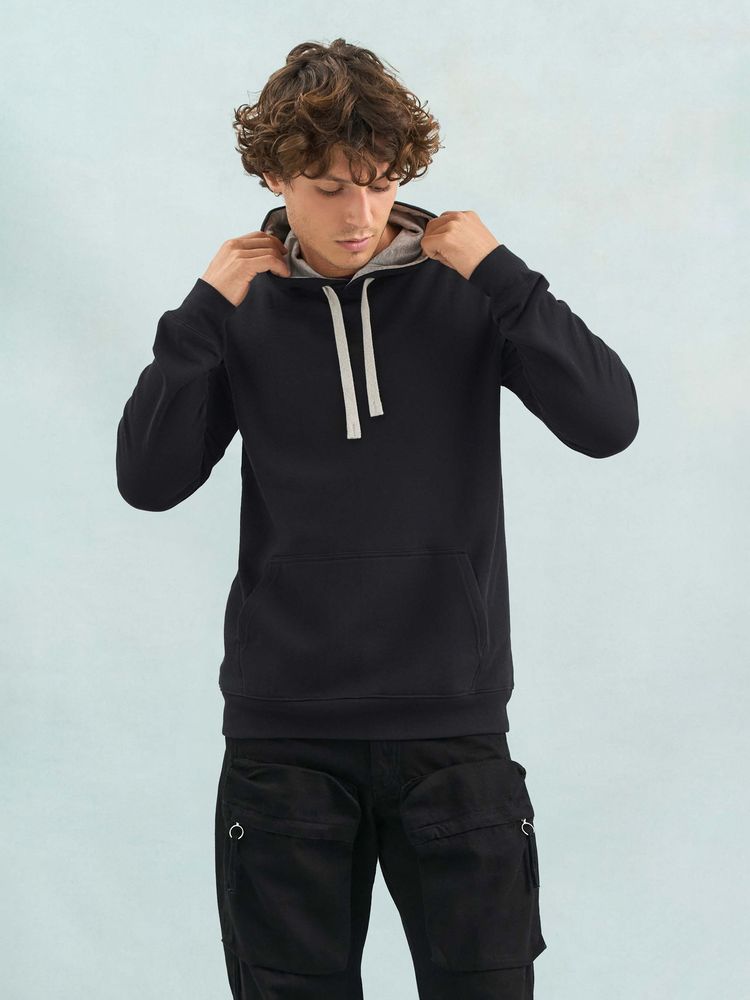 Худи унисекс Cameron, черный меланж с черным / Миниатюра модельного (1000)