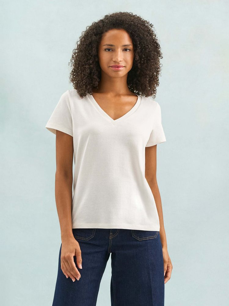 Футболка женская Regent Women с V-образным вырезом, молочно-белая / Миниатюра модельного (1000)