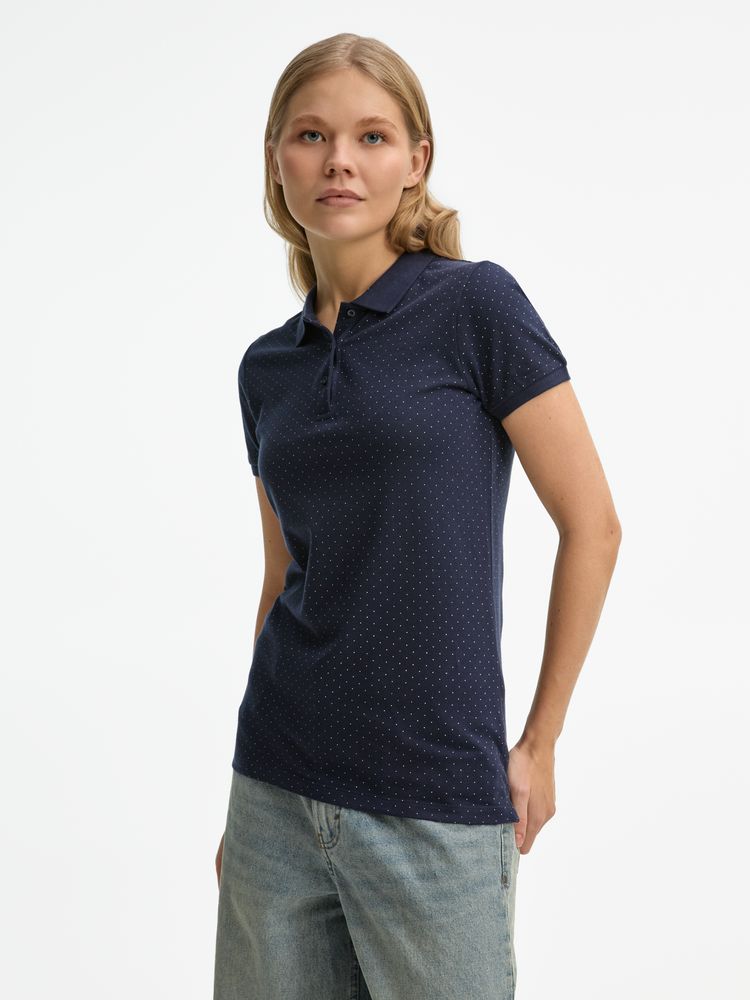 Рубашка поло женская Brandy Women, темно-синяя с белым / Миниатюра модельного (1000)