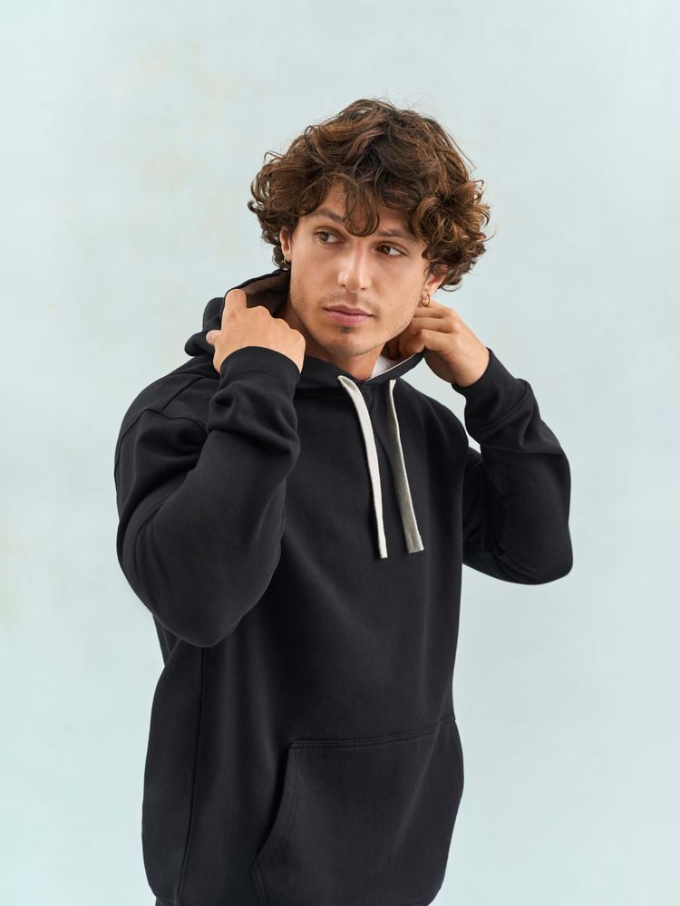 Худи унисекс Cameron, черный меланж с черным / Миниатюра модельного (1000)