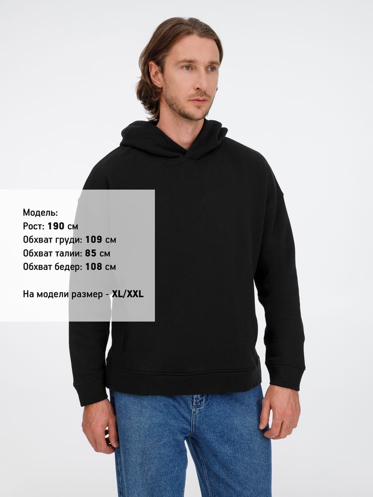 Худи оверсайз унисекс Tolla, черное / Миниатюра модельного (1000)