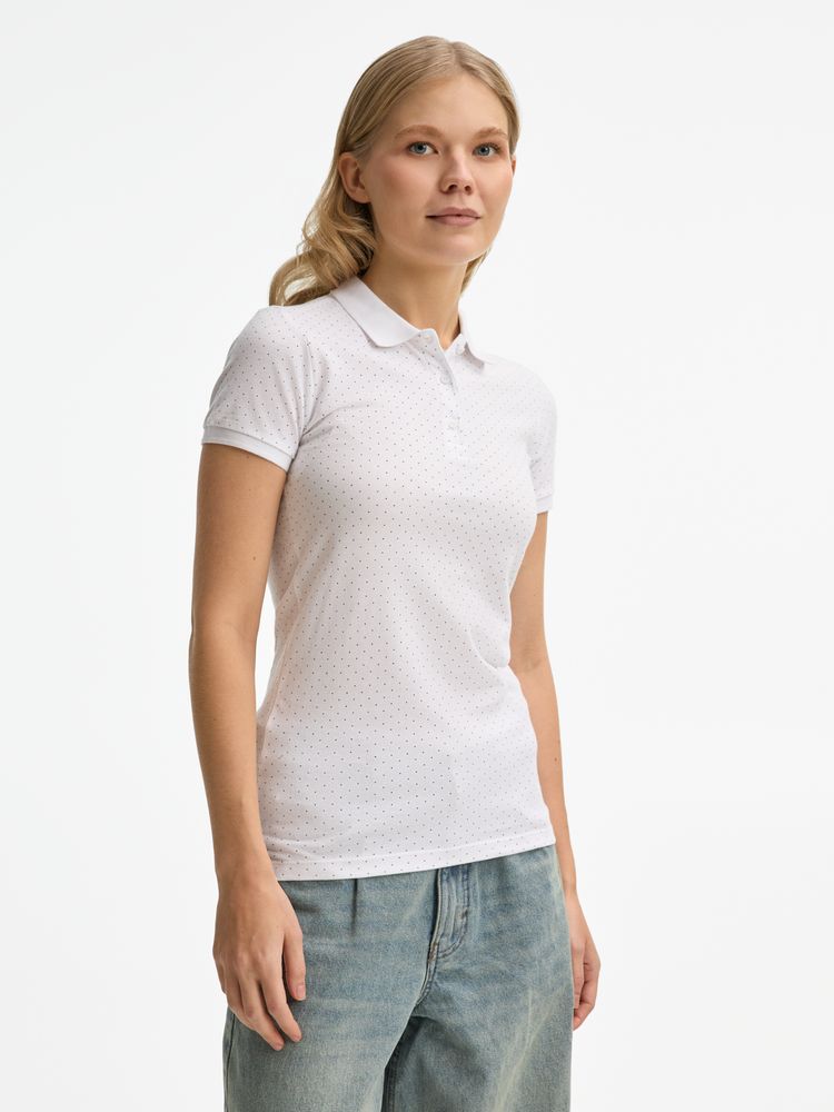 Рубашка поло женская Brandy Women, белая с темно-синим / Миниатюра модельного (1000)