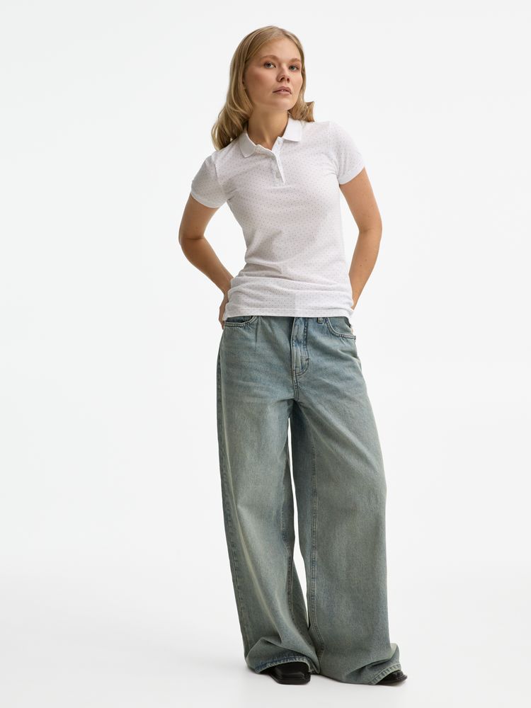 Рубашка поло женская Brandy Women, белая с темно-синим / Миниатюра модельного (1000)