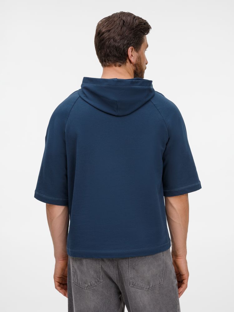Футболка оверсай унисекс с капюшоном Neofit, темно-синяя / Миниатюра модельного (1000)