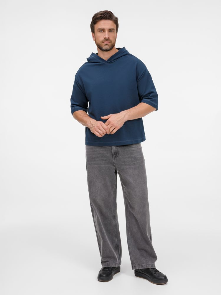 Футболка оверсай унисекс с капюшоном Neofit, темно-синяя / Миниатюра модельного (1000)