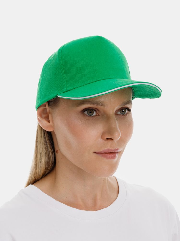 Бейсболка Long Beach, ярко-зеленая с белым / Миниатюра модельного (1000)