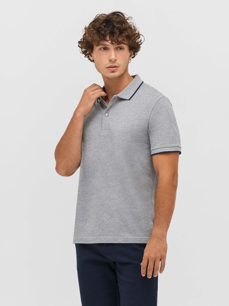 Рубашка поло унисекс Palermo, белая с темно-синим / Миниатюра модельного (1000)