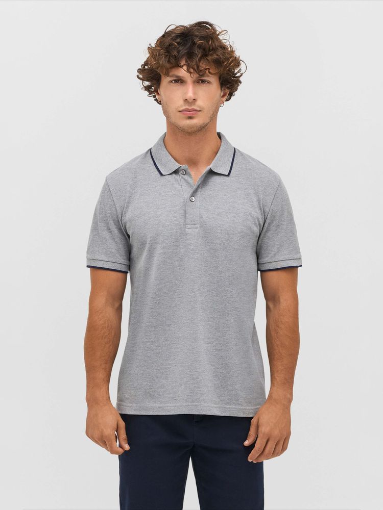 Рубашка поло унисекс Palermo, белая с темно-синим / Миниатюра модельного (1000)