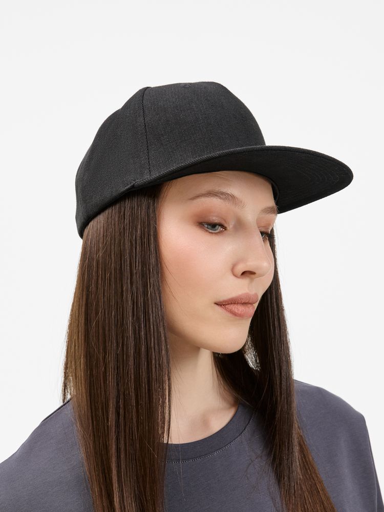 Бейсболка Epicore с прямым козырьком, черная / Миниатюра модельного (1000)