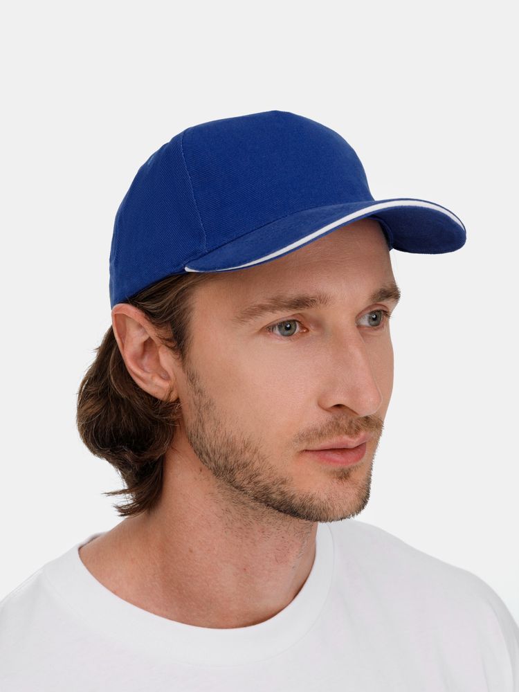 Бейсболка Classic 2.0, ярко-синяя с белым кантом / Миниатюра модельного (1000)