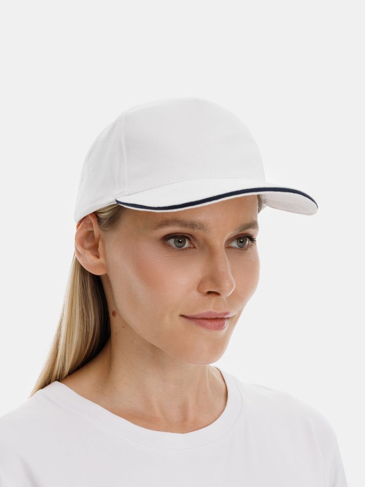 Бейсболка Classic 2.0, белая с темно-синим кантом / Миниатюра модельного (1000)