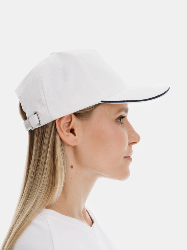 Бейсболка Classic 2.0, белая с темно-синим кантом / Миниатюра модельного (1000)