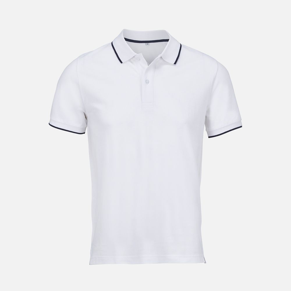 Рубашка поло унисекс Palermo, белая с темно-синим / Миниатюра WWW (1000)